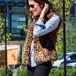 J Crew Leopard Print Faux Fur Vest